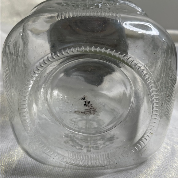 Textured Pattern Clear Glass Jar Screw Top Silver Lid Canister Storage - Picture 5 of 8